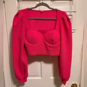 Gently loved pink long sleeve crop top